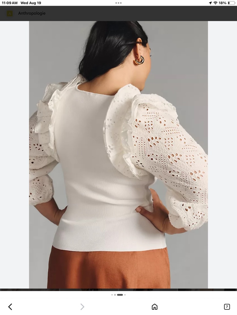 dolan White Ribbed Tank with Eyelet Ruffle Sleeves - Picture 2 of 8
